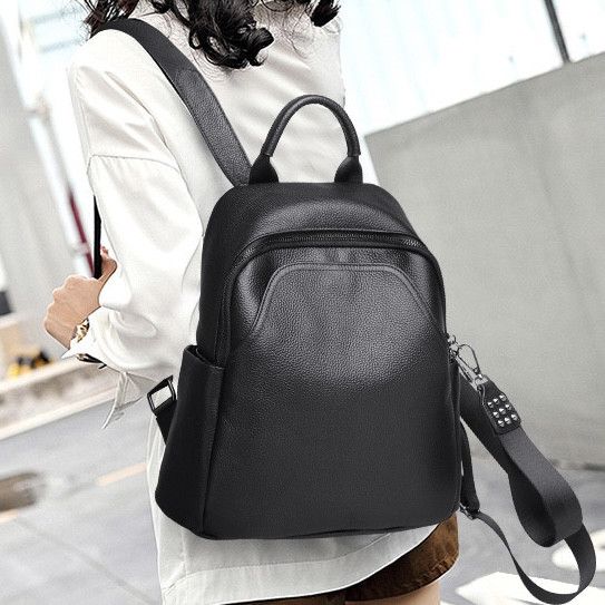 Жіночий класичний шкіряний рюкзак чорний міського типу 85378 | Зображення 2