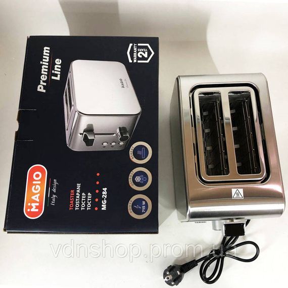 Тостер для прожарювання хліба Magio, Тостер на 2 скибочки з регулюванням температури HX-79 | Зображення 2