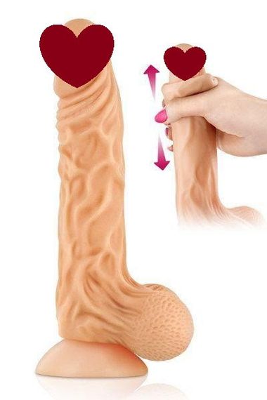 Фалоімітатор із рухомою крайньою плоттю Real Body — Real Max, діаметр 4,3 см, TPE sexstyle