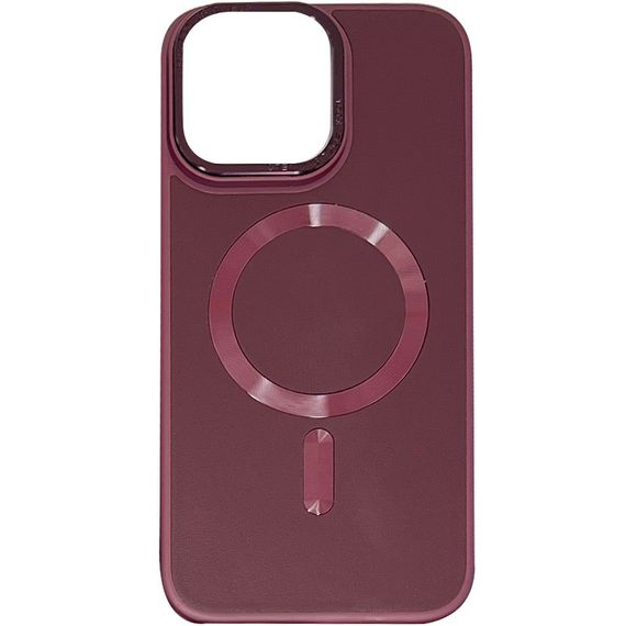 Шкіряний чохол накладка Bonbon Leather Metal Style with MagSafe для Apple iPhone 15 Plus, Бордовий / Plum