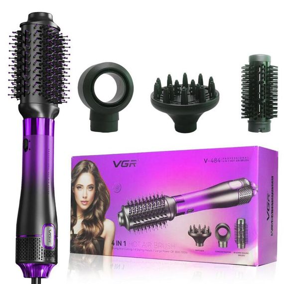 Фен-щітка VGR 4 в 1 V-484 PURPLE з 4 насадками та 2 режимами (45706-V-484 PURPLE_849) | Зображення 2