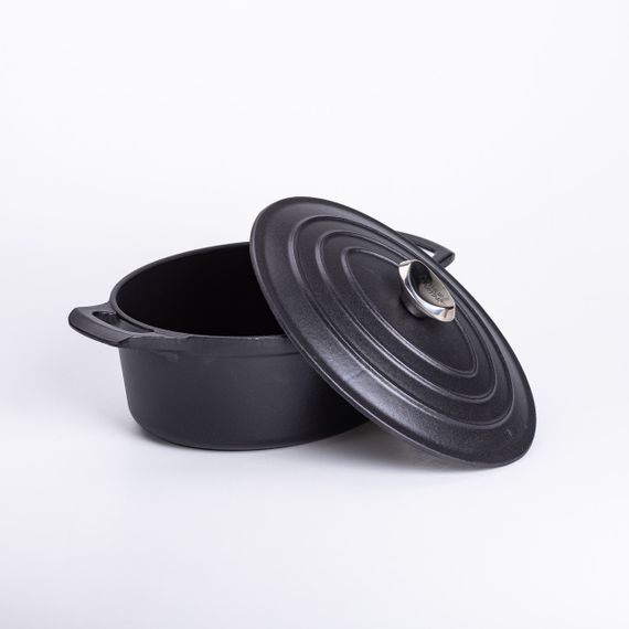 Гусятниця чавунна з кришкою на 3 літри Ø22 см Чорна | Зображення 1