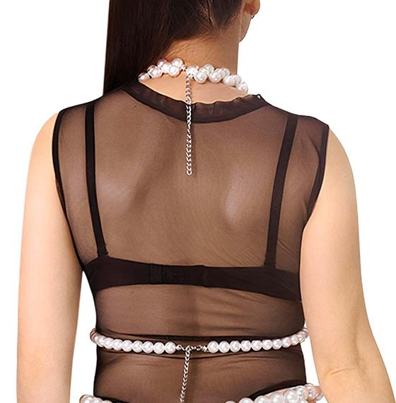 Лиф из жемчуга Art of Sex - Jasmine, цвет елый, размер XS-2XL Sex Aura | Зображення 1