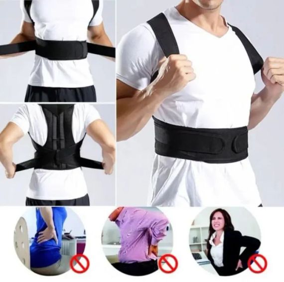 Грудопоперековий корсет коректор правильної постави Back Pain Need Help Чорний для рівної спини від сутулості | Зображення 4