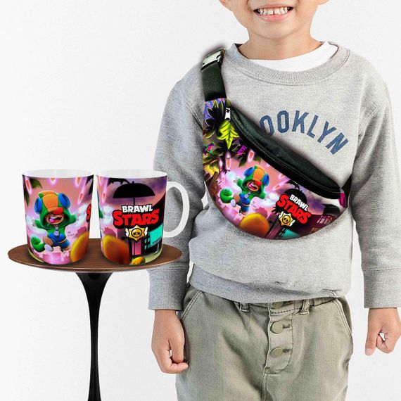 Подарунковий набір: Сумка-бананка + Кружка Бравл Старс дитячий, для хлопчика (00258)