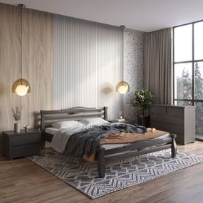 Односпальне дерев'яне ліжко Mebigrand Монако Графітовий (RAL9011) 80х190 см (MBG-4331)