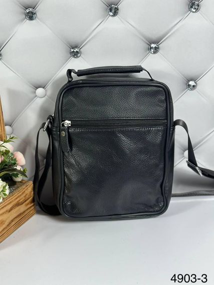 Чоловіча сумка-барсетка через плече Натуральна шкіра Чорна | Зображення 2