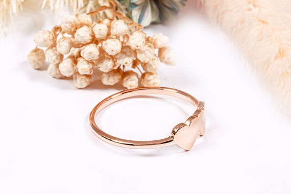 Кольцо из красного золота с сердечками 16.5 | Зображення 2