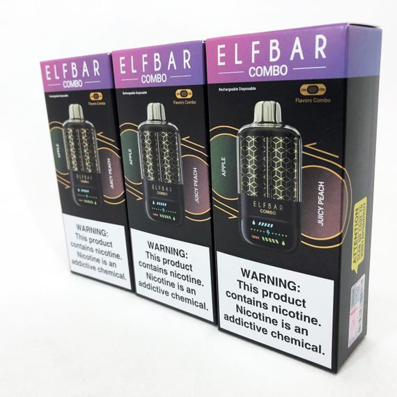 ELF BAR COMBO 25000. Перемикання смаків. Яблуко / Соковитий Персик (Apple / Juicy Peach) | Зображення 1