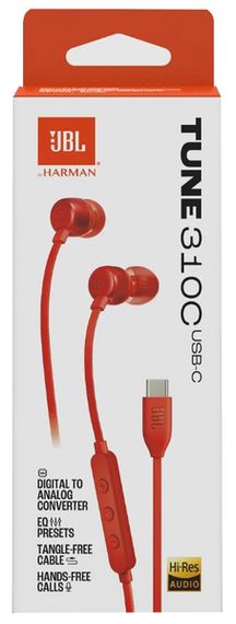 Гарнітура JBL TUNE 310C USB-C Red (JBLT310CRED) | Зображення 1