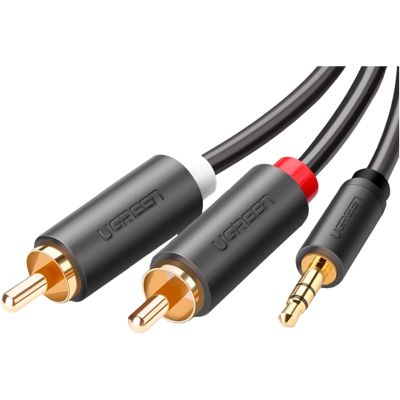 Кабель мультимедийный AUX 3.5mm TRS to RCAx2 M/M 1.5m AV102 Black Ugreen (10511)