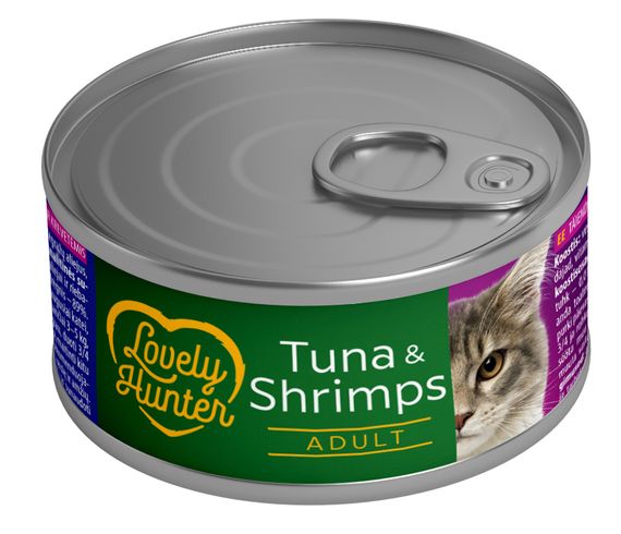 Корм Lovely Hunter Adult cats with Tuna and Shrimp вологий з тунцем та креветками для дорослих котів 85 гр
