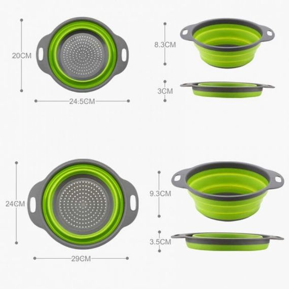 Дуршлаг силиконовый складной большой + маленький Collapsible filter baskets | Зображення 5