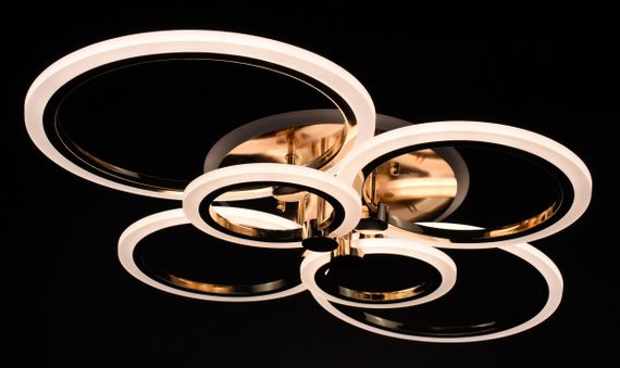 Люстра світлодіодна стельова LED світильник для квартири на стелю лед з пультом 26946 Золото 11х57х77 см. | Зображення 3