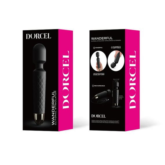 Мини-вибромассажер Dorcel Wand Wanderful Black мощный, водонепроницаемый, 18 режимов работы Sex Aura | Зображення 4