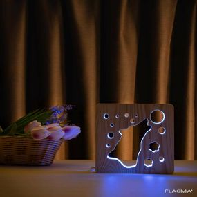 Светильник ночник ArtEco Light из дерева LED "Волк и луна" с пультом и регулировкой...