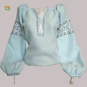 Рубашка Украинская вышиванка 333264215 цвет голубой размер 4XL