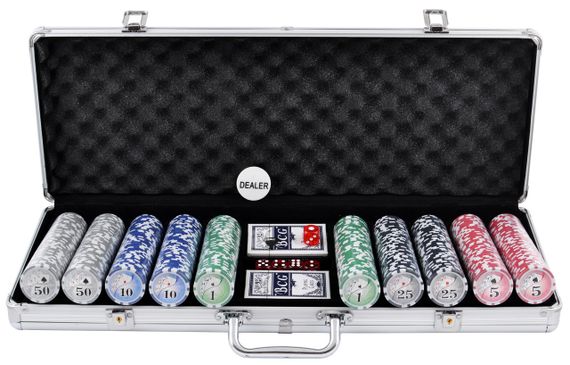 Профессиональный набор для покера Poker box в алюминмевом кейсе (⚠️ Уцененный товар: Повреждён кейс ⚠️) №500N