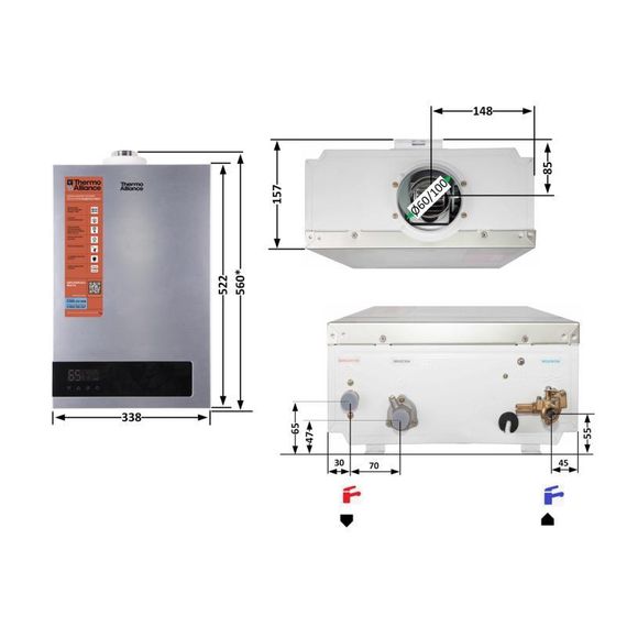Колонка газова димохідна Thermo Alliance JSG20-10ETP18 10 л Silver | Зображення 1
