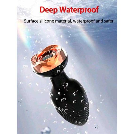 Силікональний анальний корок із вібрацією Rose з Д/К 3,5*9 см. Чорний — Анальні іграшки | Зображення 4