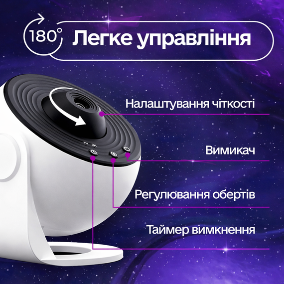 Проєктор зоряного неба Galaxy Projector з 13 змінними слайдами, таймером сну та LED-проекцією, що обертається | Зображення 4