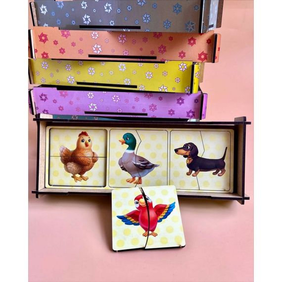 Настольная развивающая игра-пазл "Животные" Ubumblebees (ПСФ071) PSF071, 12 картинок-половинок | Зображення 2