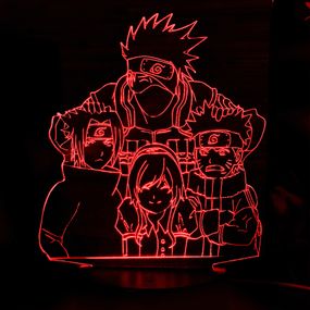 Акриловый светильник-ночник Какаши и Команда 7 красный tty-n001964