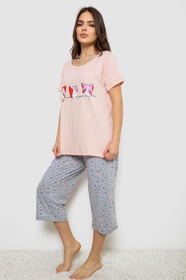Пижама женская с принтом  -уценка, цвет персиковый, 243R1602-008-U-11 | Зображення 2