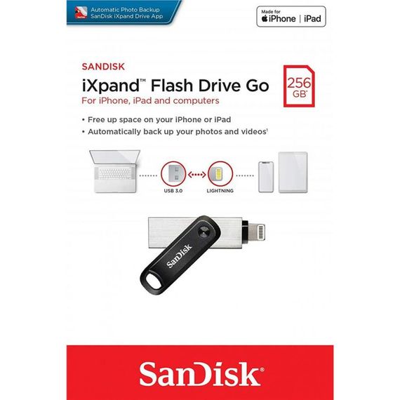 USB флеш накопичувач SanDisk 256GB iXpand Go USB 3.0/Lightning (SDIX60N-256G-GN6NE) | Зображення 5