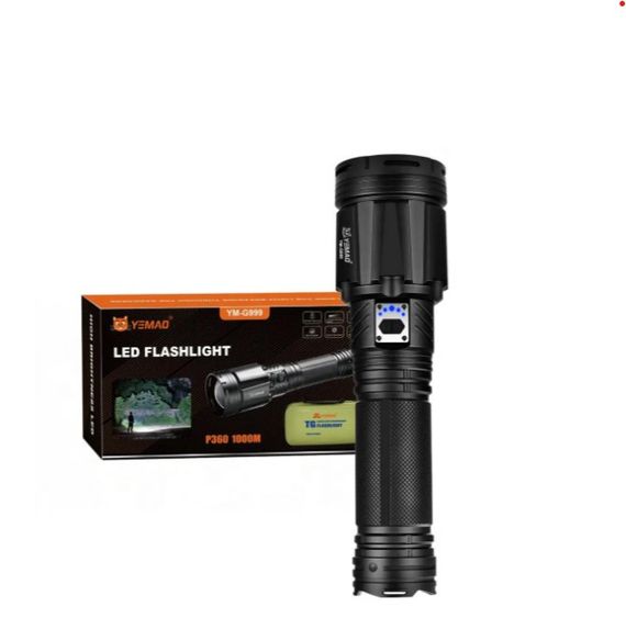 Ручной фонарь YEMAO YM-G999-60W металлический зенитно-поисковый 5000Lm функция Power Bank 5 режимов работы 8 × 18650 Черный | Зображення 1