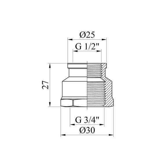 Муфта перехідна WaGa 3/4"х1/2" ВВ нержавіюча сталь | Зображення 1