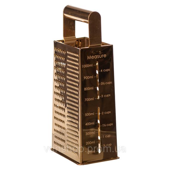 Терка ручна чотиристороння 11×8×24 (см) кухонна з нержавіючої сталі Золотиста HP-8-12 | Зображення 3