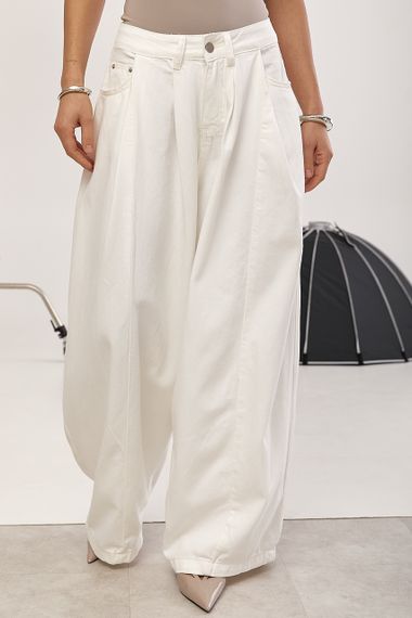 Широкі однотонні джинси Palazzo - молочний цвет, S (є розміри)