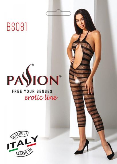 Сетчатый бодистокинг с открытым животом Passion BS081 black sexstyle | Зображення 5
