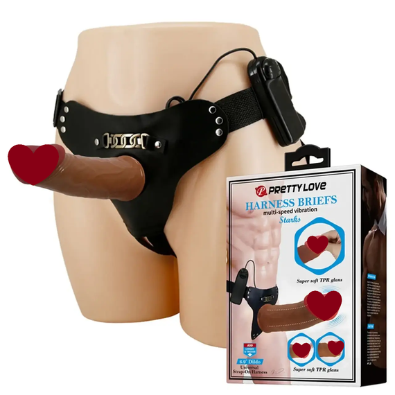 Мужской страпон Pretty Love - HARNESS BRIEFS Starks Universal Strap-On Harness 6,9'' Vibration, BW-022096Z sexstyle