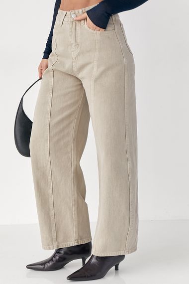 Котонові штани багі - бежевий цвет, XL (є розміри) | Зображення 5