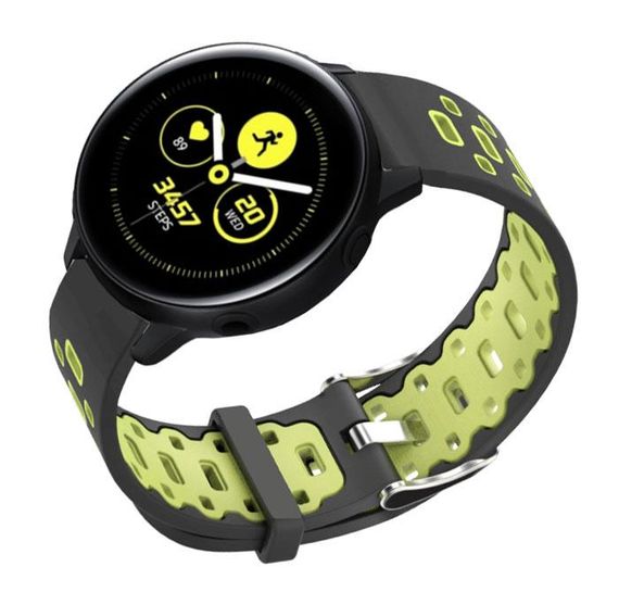 Спортивний ремінець Primo Perfor Classic для годинника Samsung Galaxy Watch Active / Active 2 - Black&Green | Зображення 1