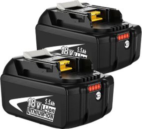 Аккумулятор Dosctt 18V 5500mAh для Makita BL1860B, BL1850B, BL1830B BL1840B LED-индикатор комплект 2 шт 5.5 Ah