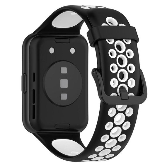 Силіконовий ремінець Primolux Perfor Classic для смарт-годинника Huawei Watch Fit 2- Black&White | Зображення 1