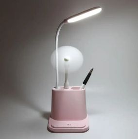 Рожева Акумуляторна настільна LED лампа Bionic Desk Lamp c USB виходом, органайзером та підставкою для смартфона