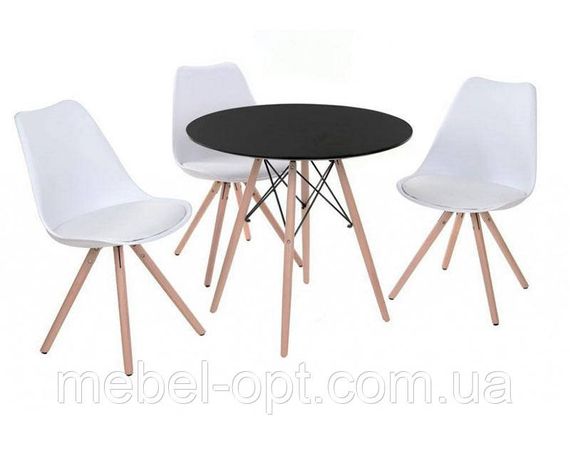 Стіл обідній Redonda (Редонда) чорний 80 см, дизайн Charles Eames, стиль лофт, модерн | Зображення 1