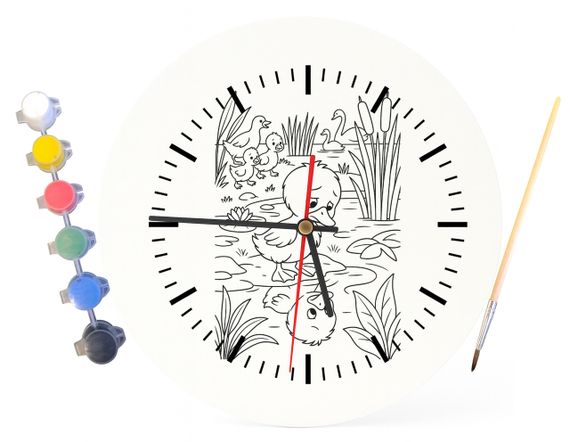 Детский набор для творчества часы-раскраска Гадкий утенок (по мотивам книги Ханса Кристиана Андерсена) 30 см (Г0018) | Зображення 3