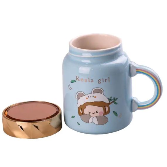 Чашка порцелянова 420 мл з кришкою Блакитна HPCY8240BL | Зображення 1