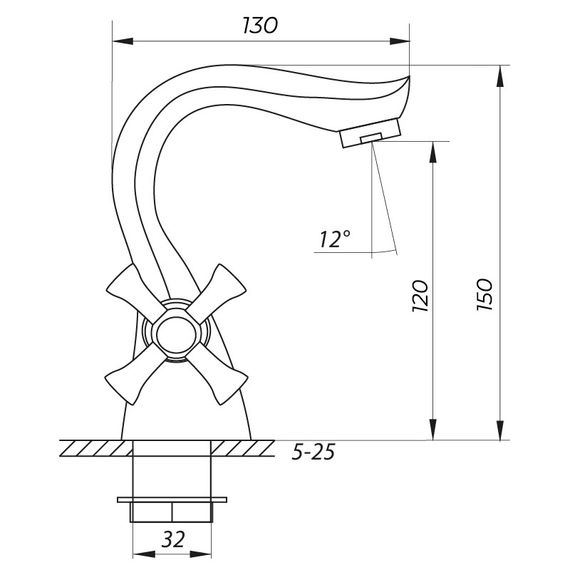 Змішувач для умивальника Zerix MED-A 722 (ZX2801) | Зображення 1