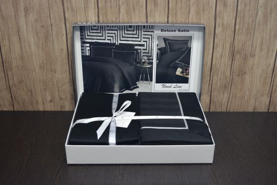 Комплект постільної білизни First Choice Deluxe Satin DARK 160х220 см сімейний Novel Line Black | Зображення 2
