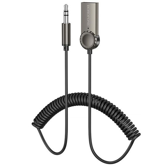 Bluetooth аудіо ресивер Borofone BC56 Peaceful (AUX 3.5mm+USB-A) Metal gray