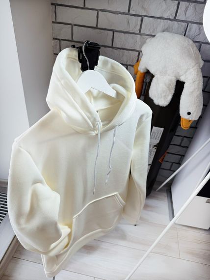 Женский теплый худи толстовка на флисе DA2444 размер L цвет белый | Зображення 1