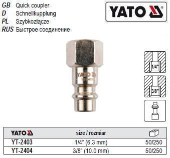 Быстросъемный наконечник YATO Польша штуцер шланга резьба Ø=1/4" YT-2403