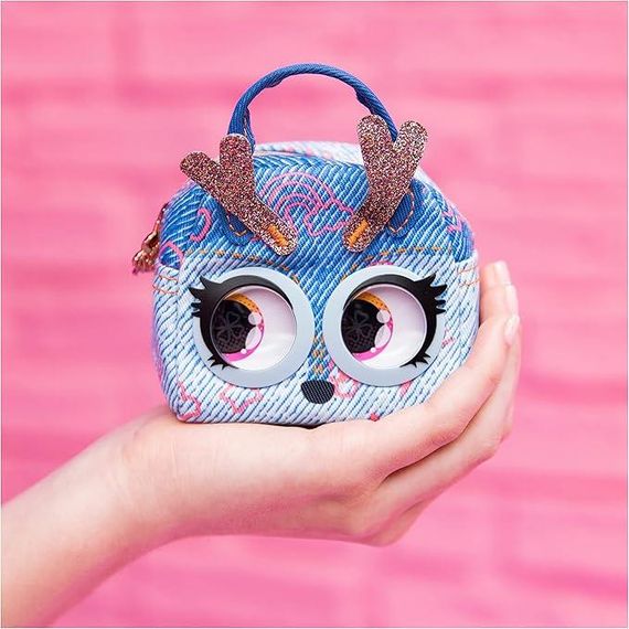 Міні-сумочка-вихованець Оленя з функцією закочування очей Purse Pets Micros Denim Deerie Stylish Small Purse | Зображення 1