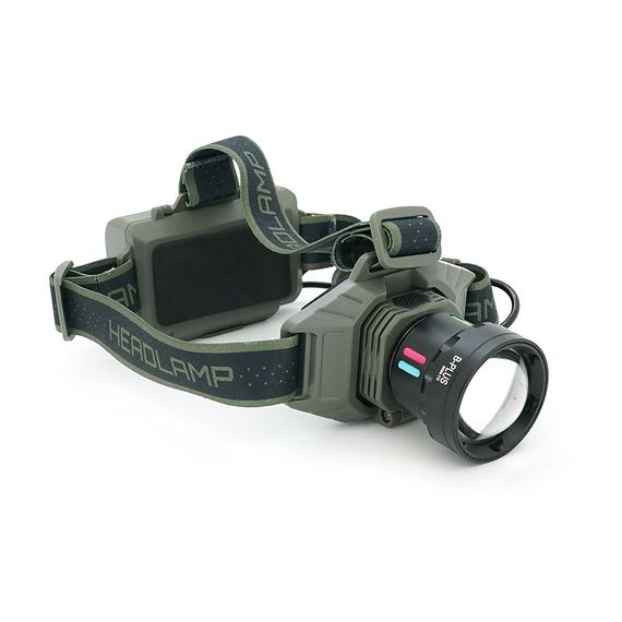 Налобный фонарик BP-8098TG, Zoom, 1 режим, корпус металл, питание от 2x18650